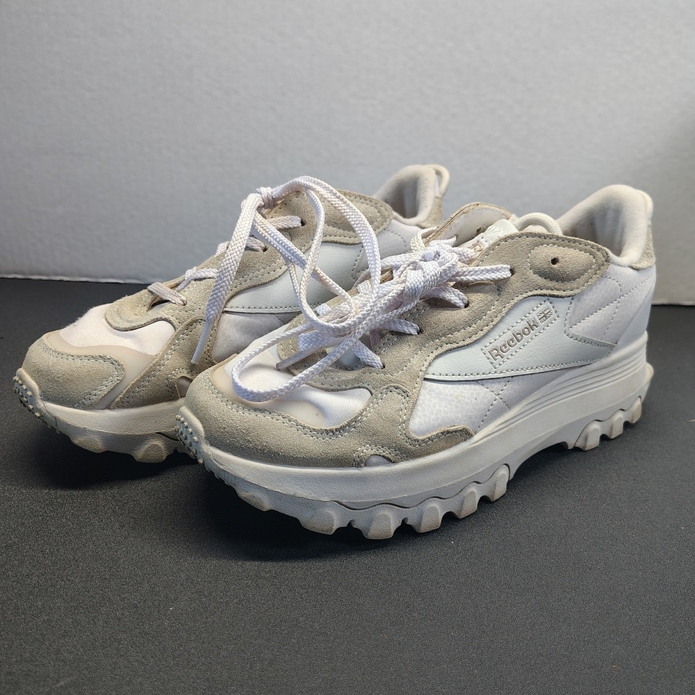 Reebok Cardi B X Classic Leather Sneakers women's white and beige size 5